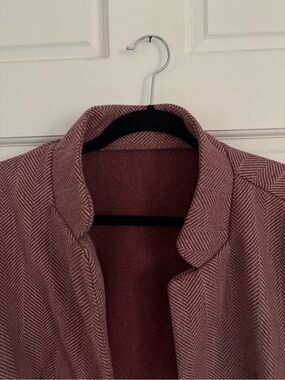 SHEIN Rose Herringbone Open-Front Blazer Jacket